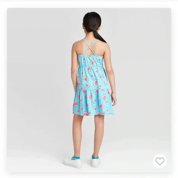 Cat & Jack Cotton Watermelon Dress Girl’s Size Large 10/12 - Picture 2 of 10